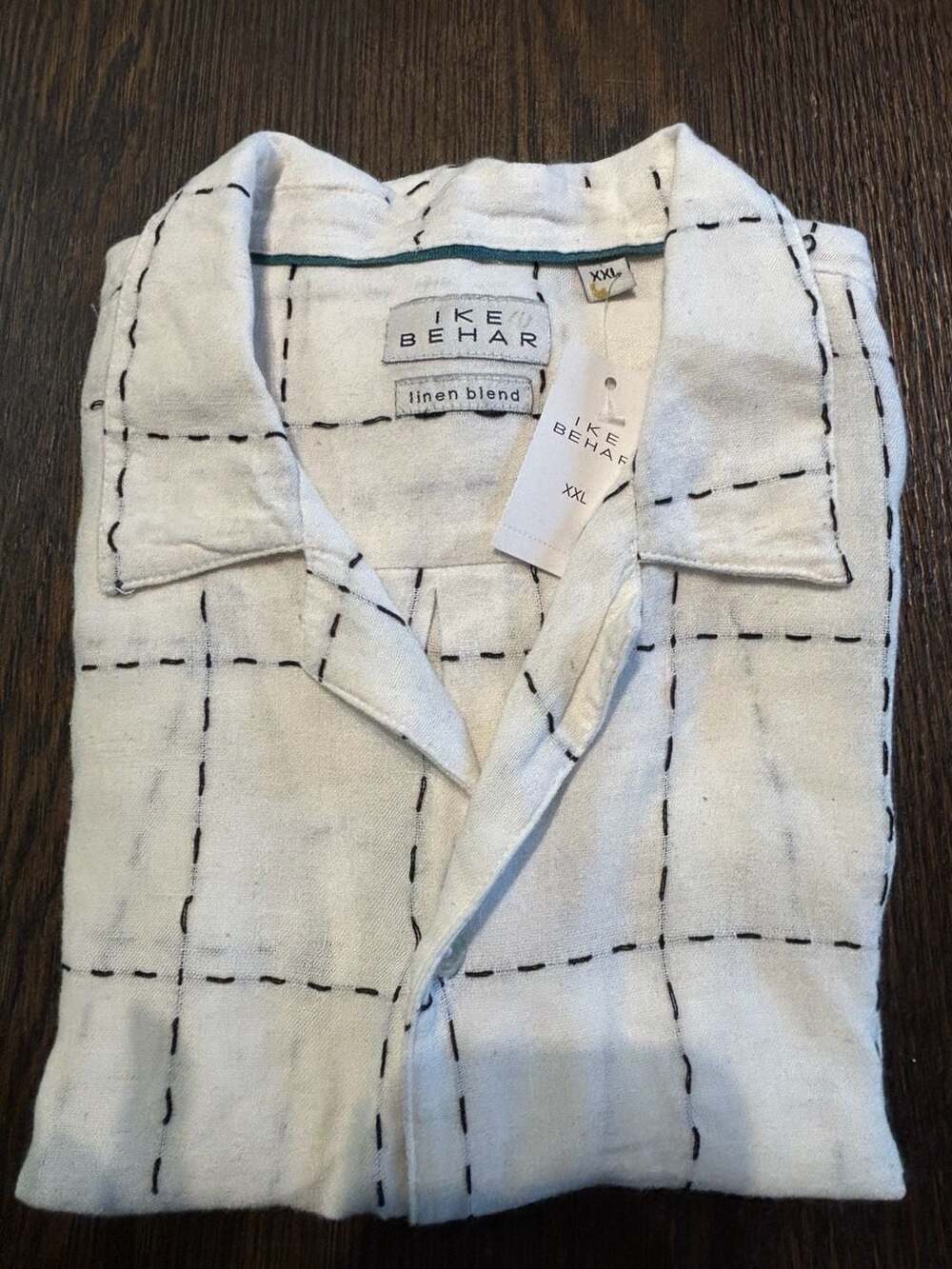 Ike Behar Men's Linen Blend Short Sleeve Button-Down Shirt XXL